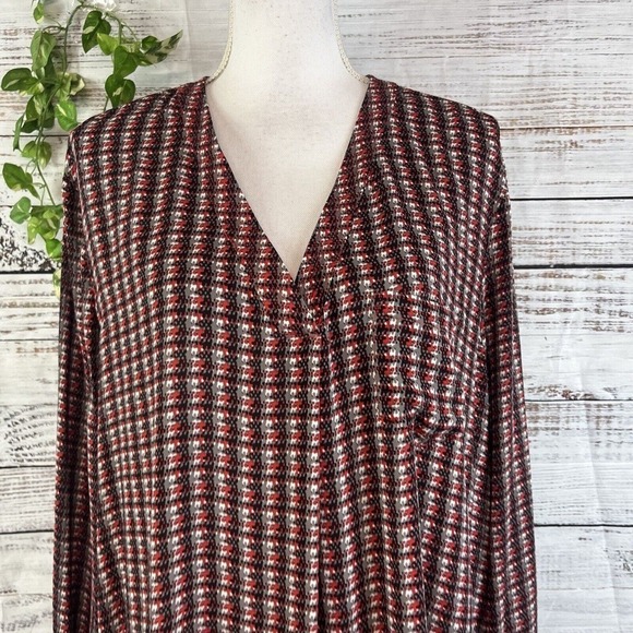 Lord & Taylor Blouse Tunic size Extra Large Red Black Career Church Executive - Picture 6 of 12